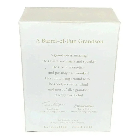 Hallmark Keepsake Christmas 2009 Monkey Ornament A Barrel of Fun Grandson NEW - Picture 2 of 8